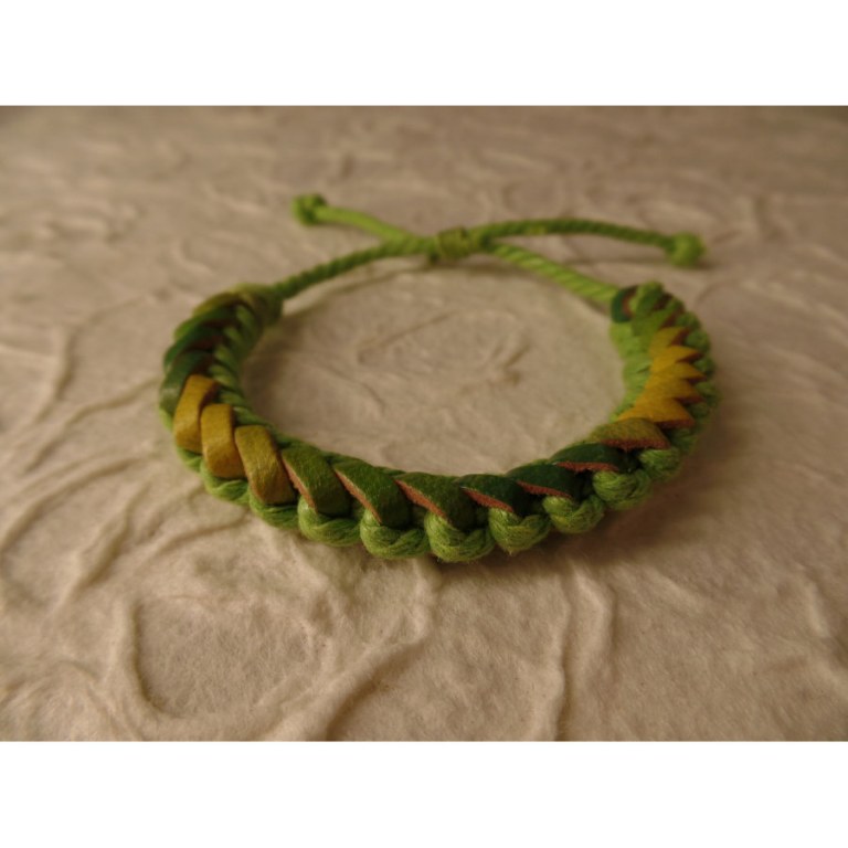 Bracelet Gili cuir vert coton vert