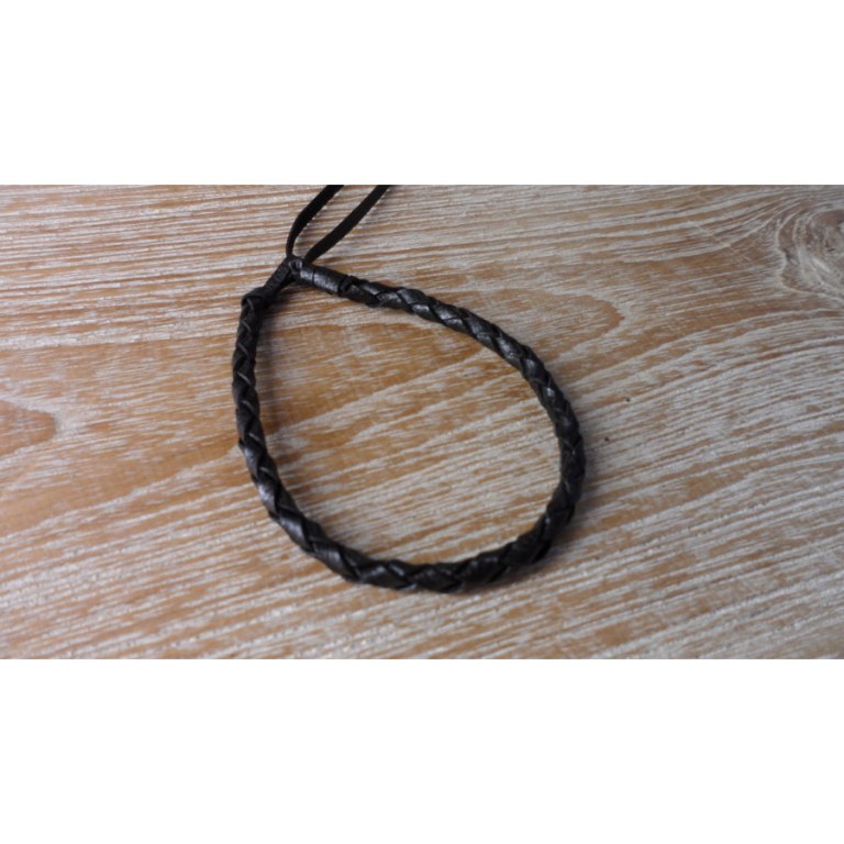 Bracelet cuir noir tressé