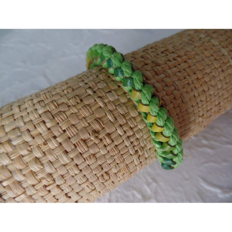 Bracelet Gili cuir vert coton vert