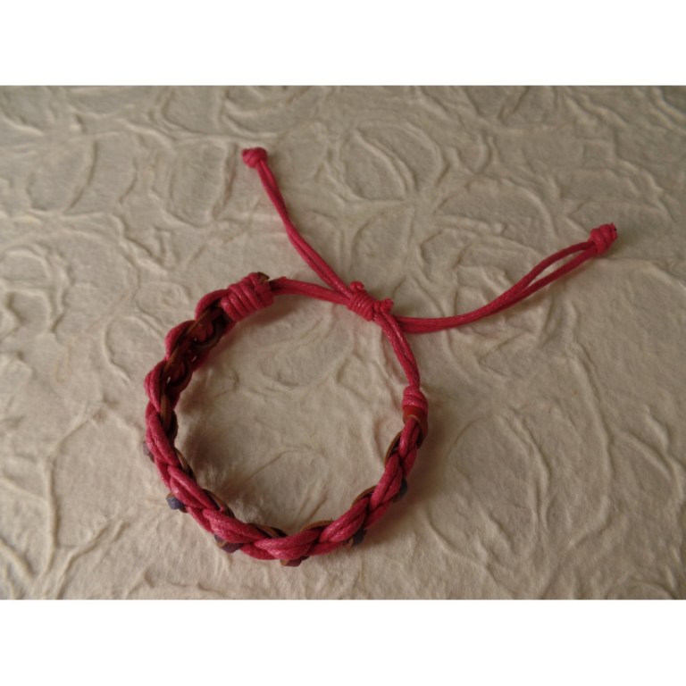 Bracelet Gili cuir bleu coton rose