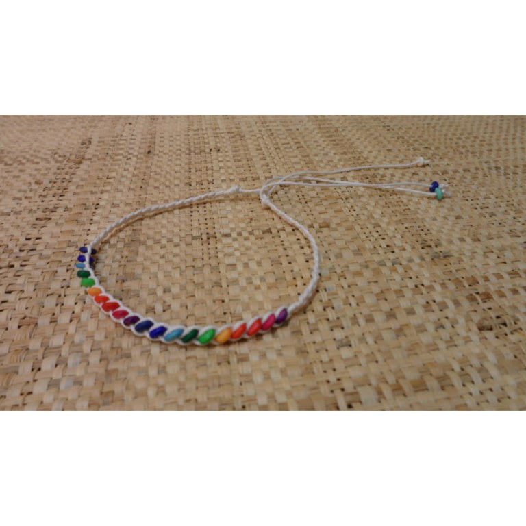 Chevillère blanche perles rainbow