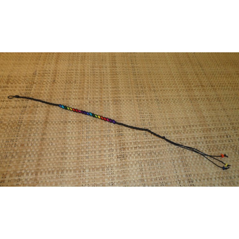Chevillère noire perles rainbow