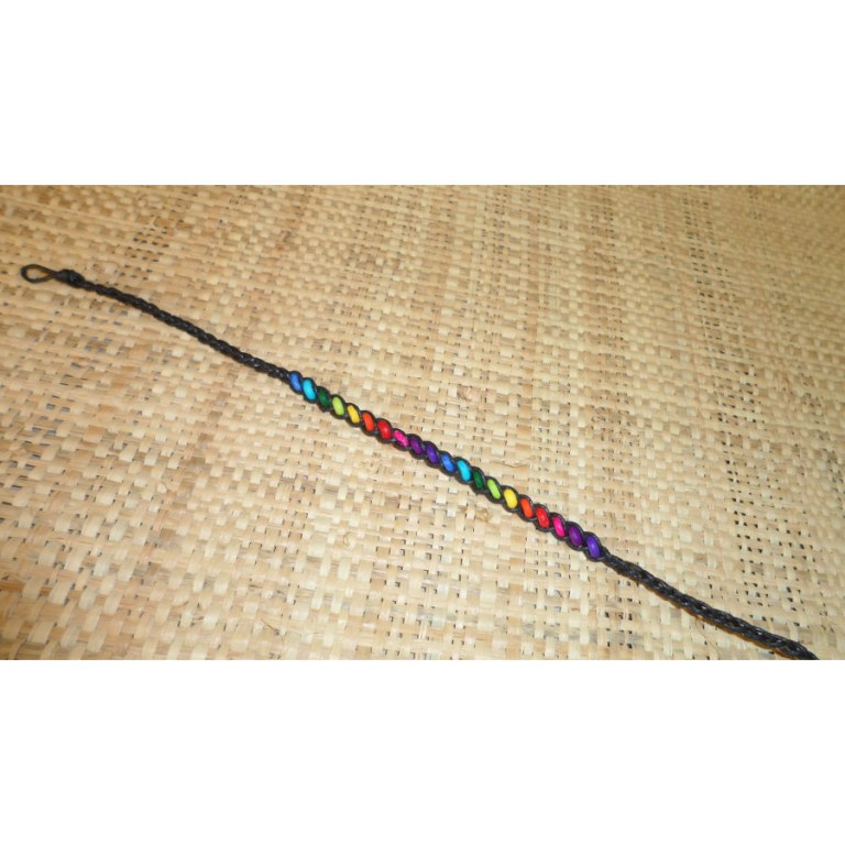 Chevillère noire perles rainbow