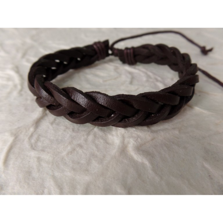 Bracelet natté chocolat noir