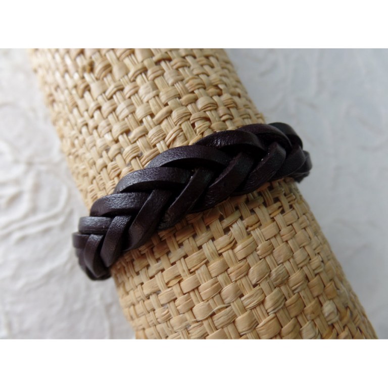 Bracelet natté chocolat noir