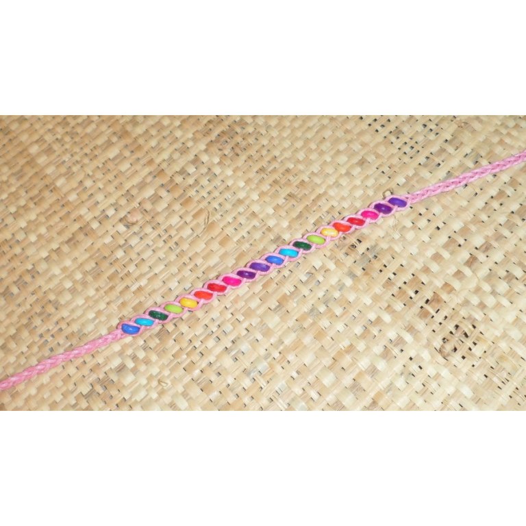 Chevillère rose perles rainbow