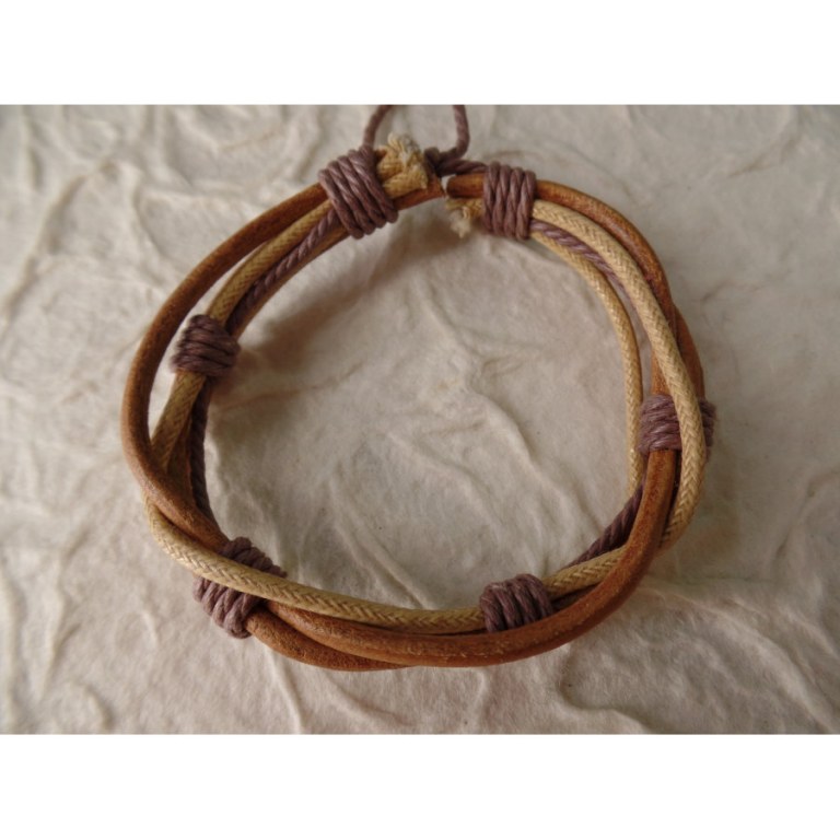 Bracelet Ratana cordons marron clair