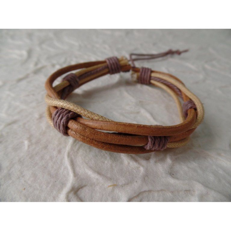 Bracelet Ratana cordons marron clair