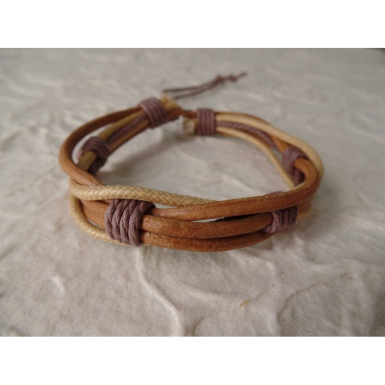 Bracelet Ratana cordons marron clair