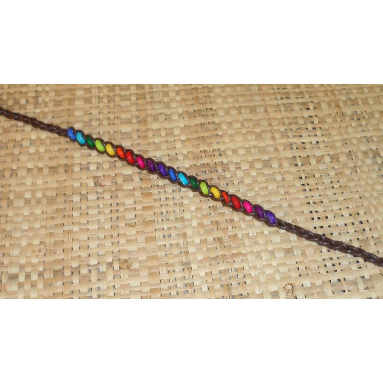 Chevillère marron perles rainbow