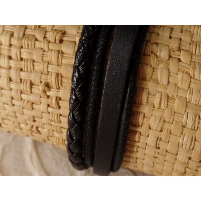 Bracelet multirangs cuir noir