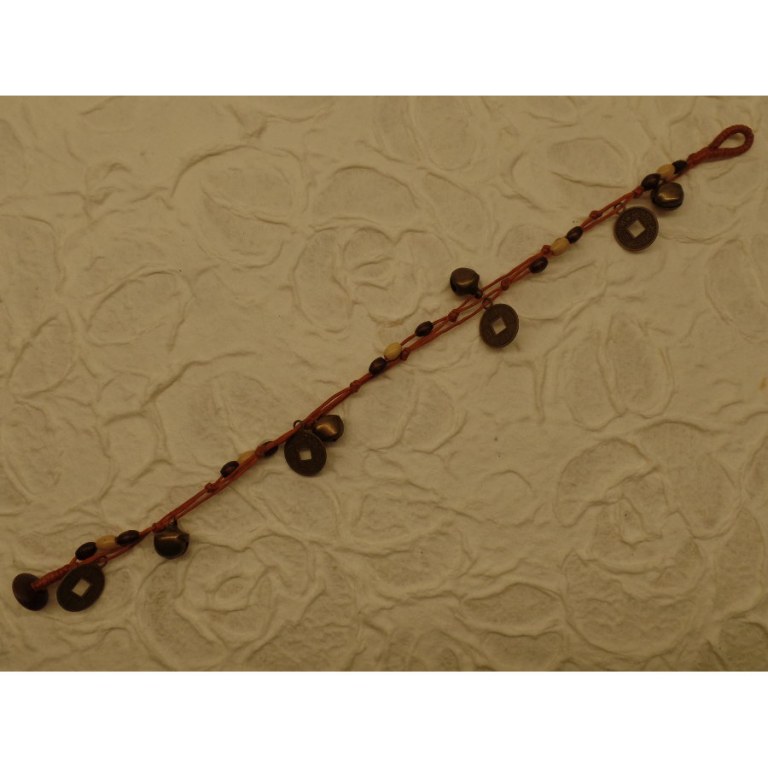 Bracelet de cheville marron sapèques 