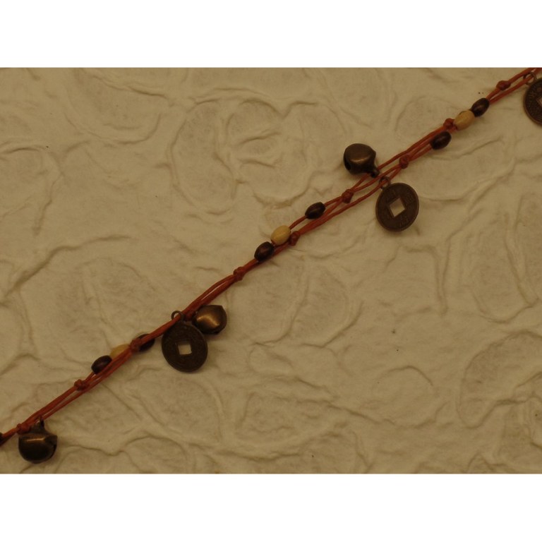 Bracelet de cheville marron sapèques 