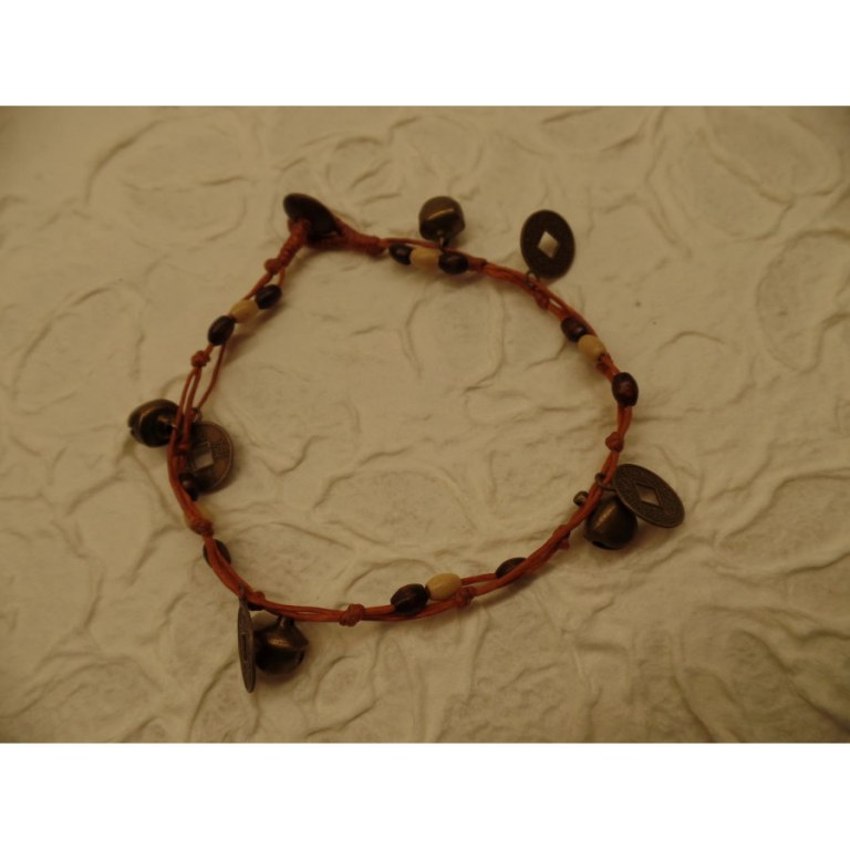 Bracelet de cheville marron sapèques 