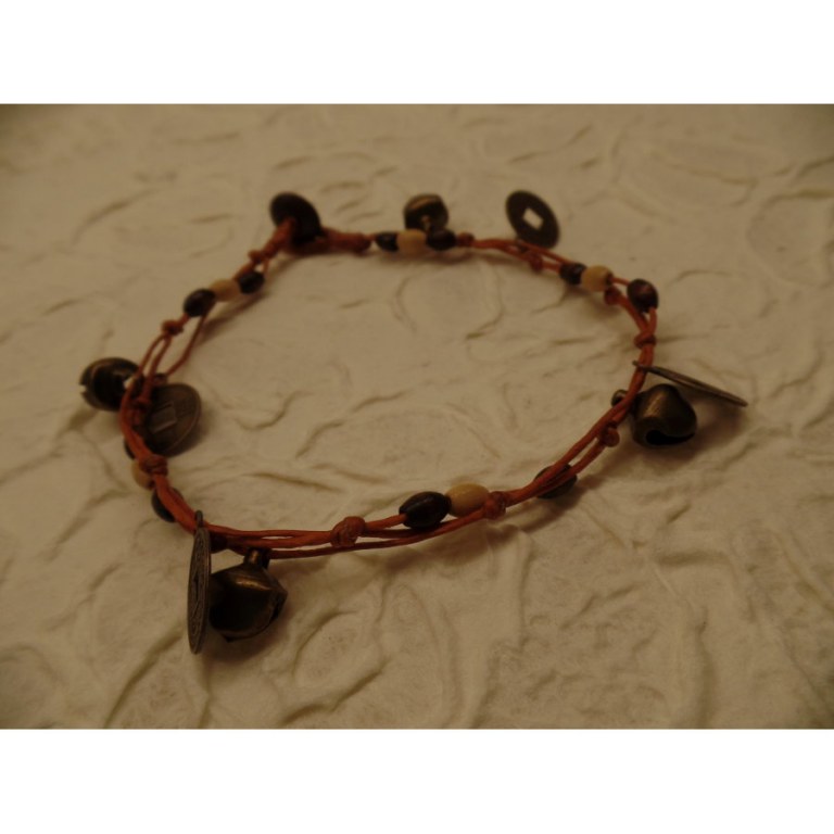 Bracelet de cheville marron sapèques 