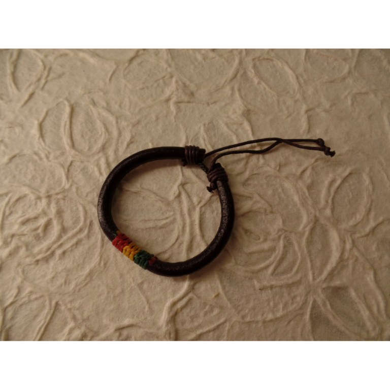 Bracelet rond en cuir marron rasta