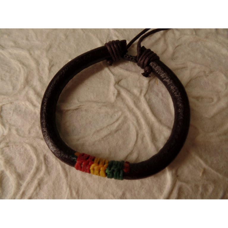 Bracelet rond en cuir marron rasta