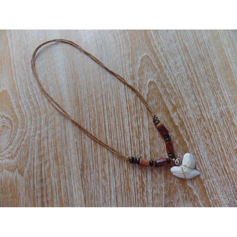 Collier perles en bois marron medewi