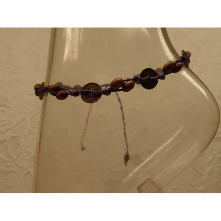 Bracelet de cheville violet sapèques 