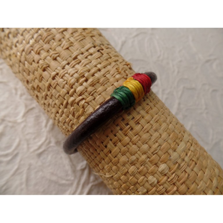 Bracelet rond en cuir marron rasta