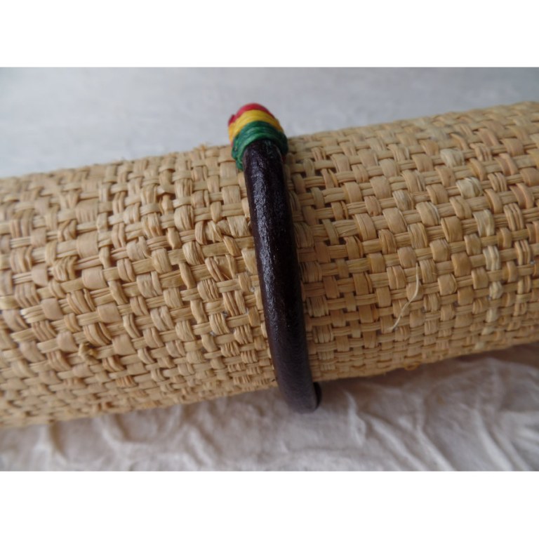 Bracelet rond en cuir marron rasta