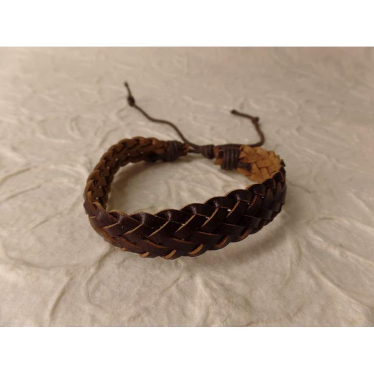 Bracelet plat natté marron