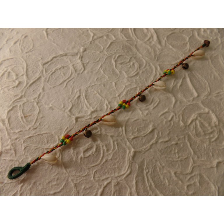 Bracelet cheville shell rasta vert