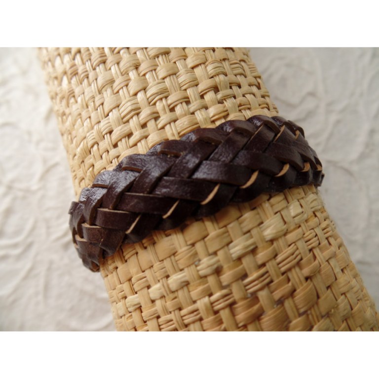 Bracelet plat natté marron