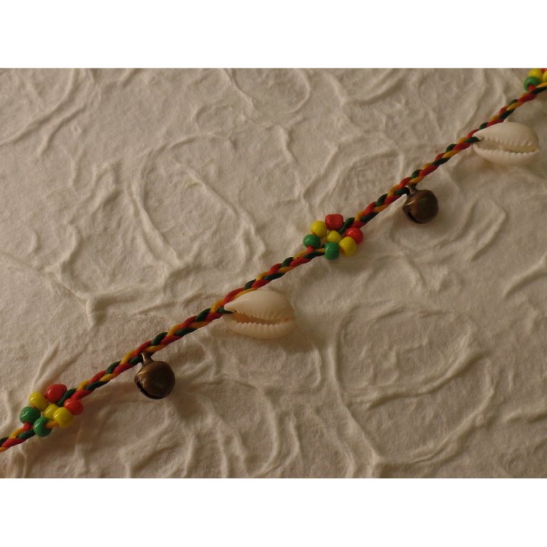 Bracelet cheville shell rasta vert