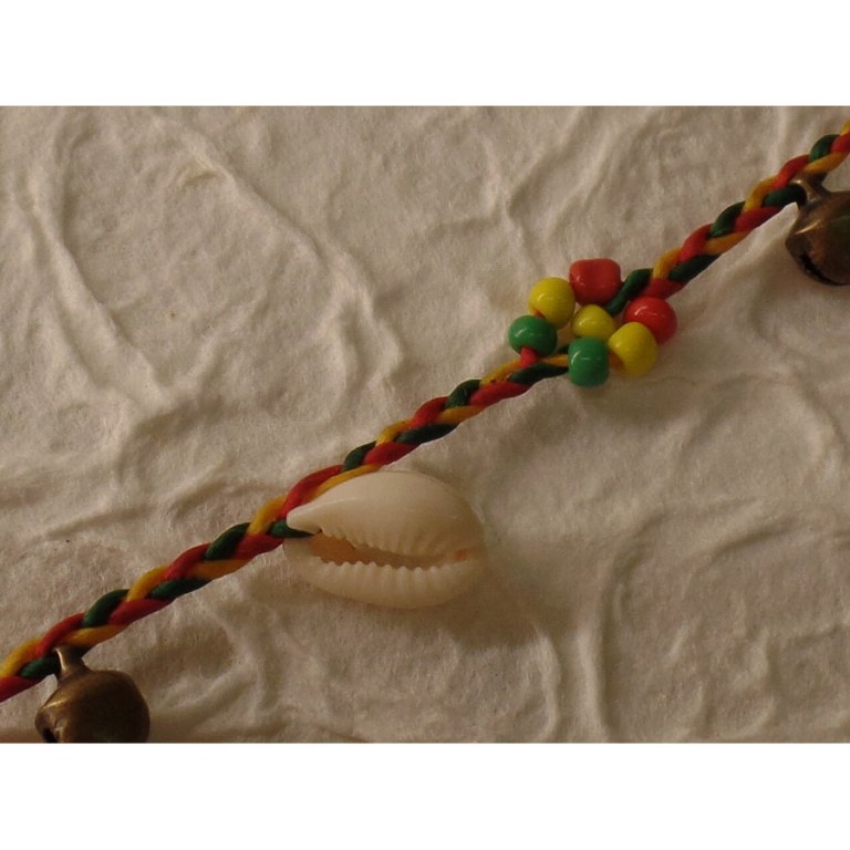 Bracelet cheville shell rasta vert