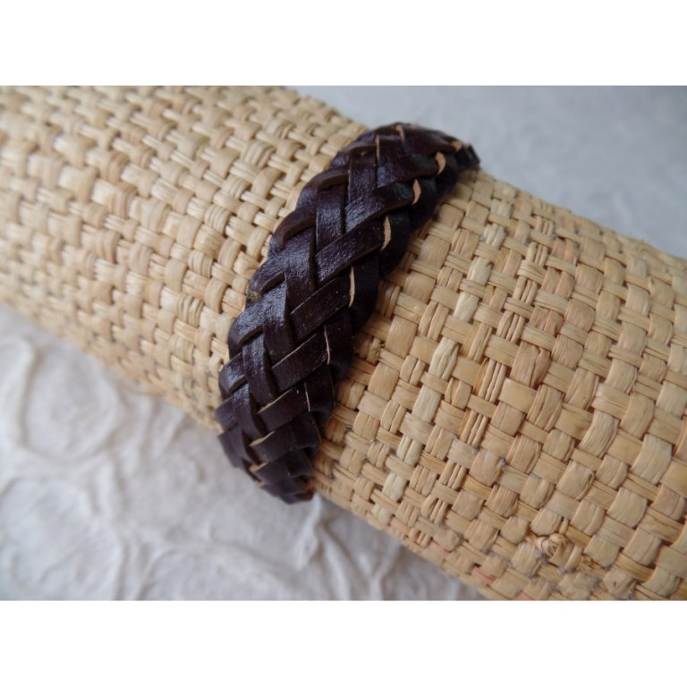 Bracelet plat natté marron