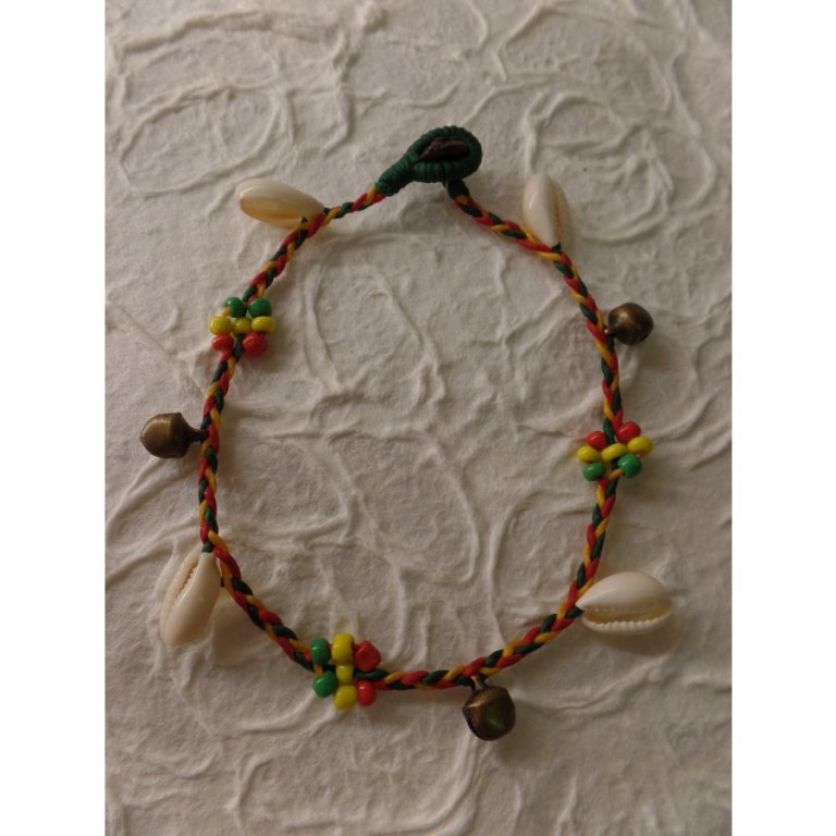 Bracelet cheville shell rasta vert