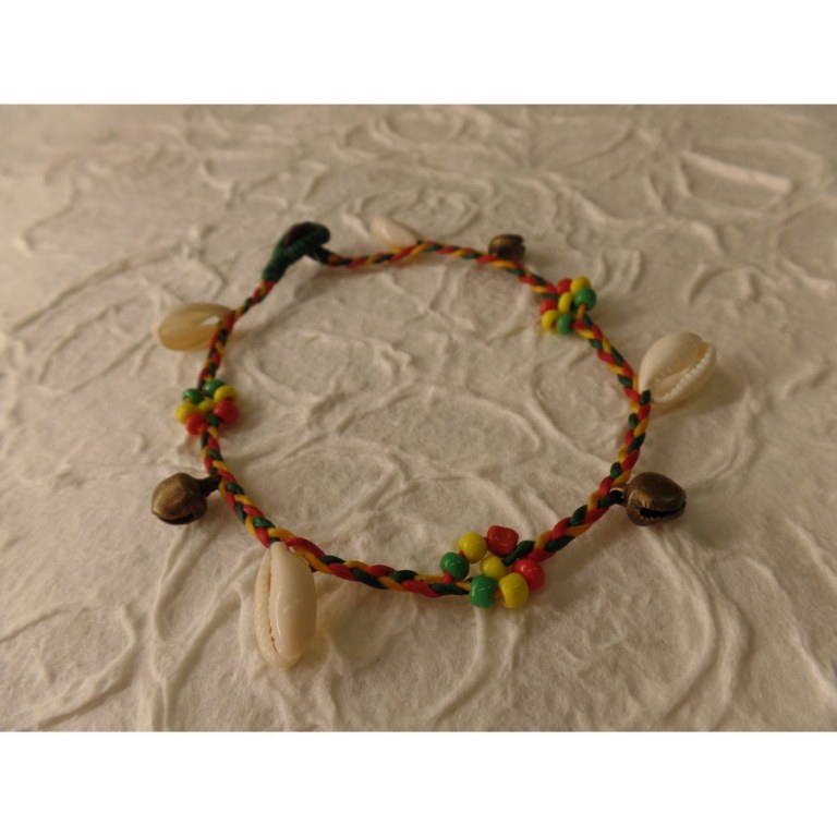 Bracelet cheville shell rasta vert