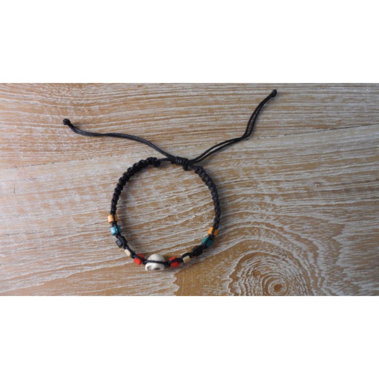 Bracelet macramé skull noir