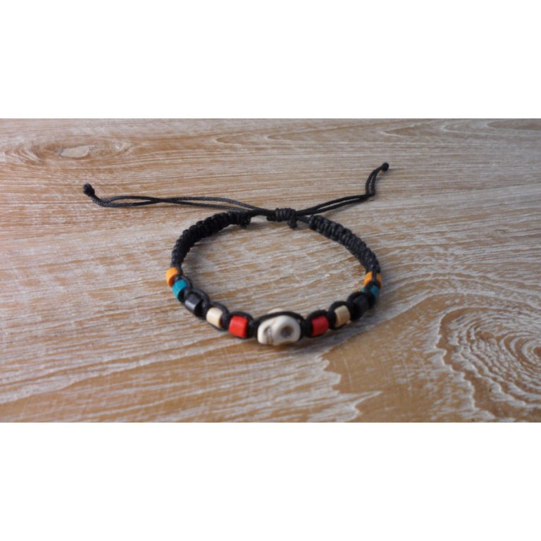 Bracelet macramé skull noir