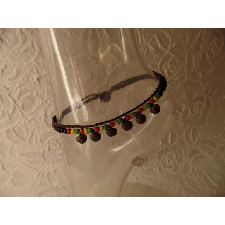 Bracelet de cheville rasta perles et grelots