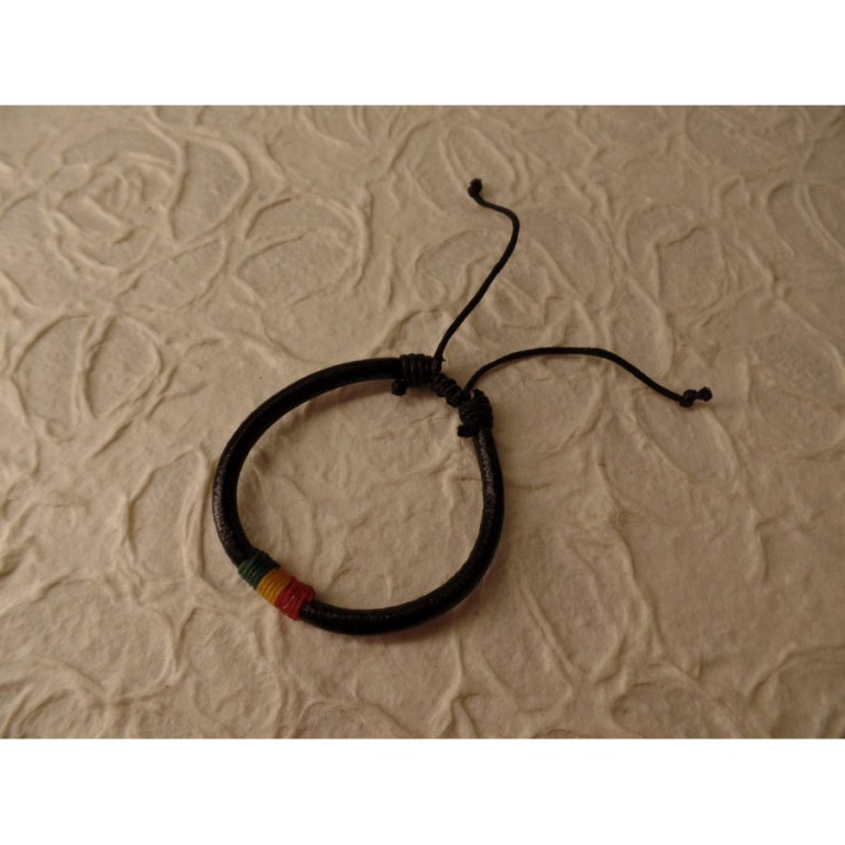 Bracelet rond en cuir noir rasta