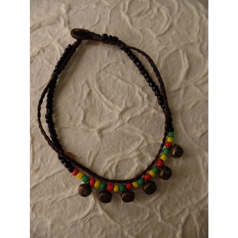 Bracelet de cheville rasta perles et grelots