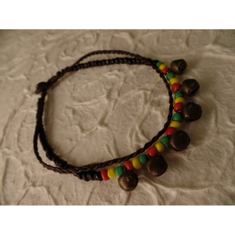 Bracelet de cheville rasta perles et grelots