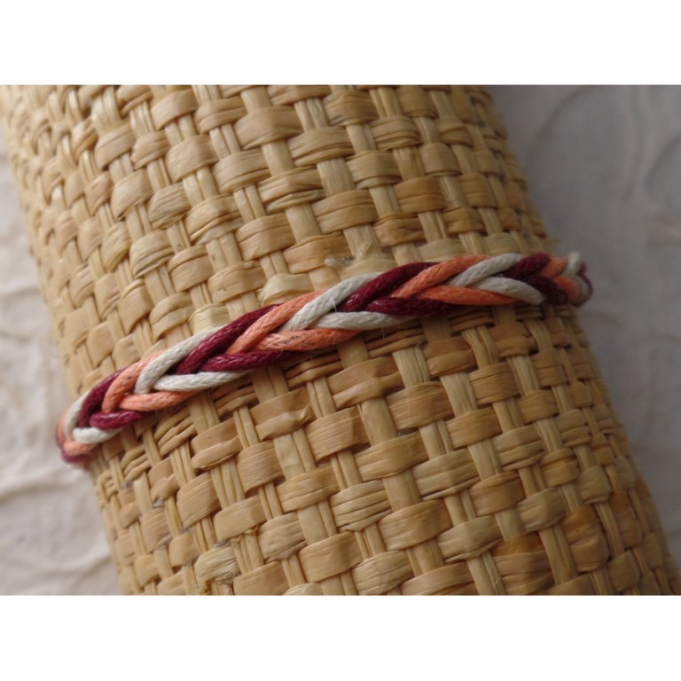 Bracelet tali 1 fil saumon/blanc/bordeaux modèle 5