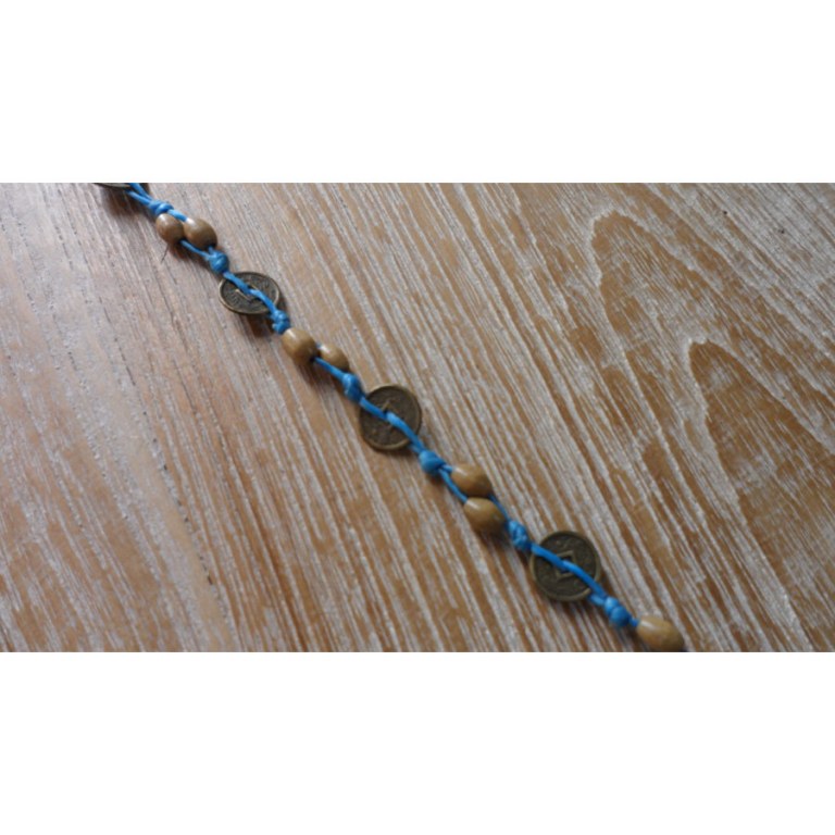 Bracelet bleu ciel sapèques et perles