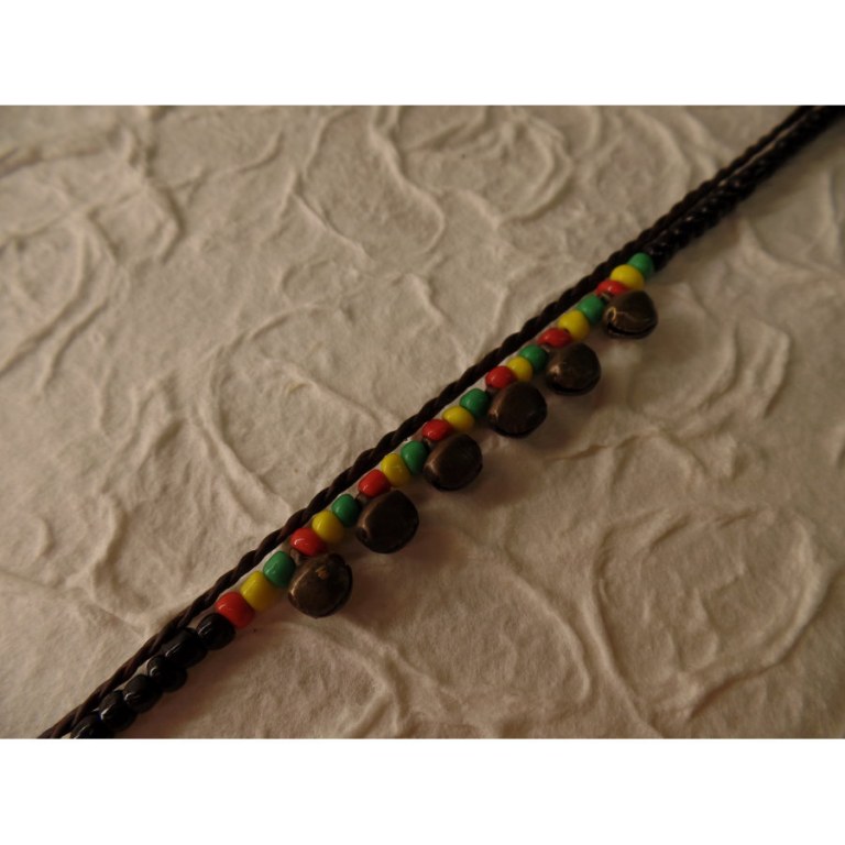 Bracelet de cheville rasta perles et grelots