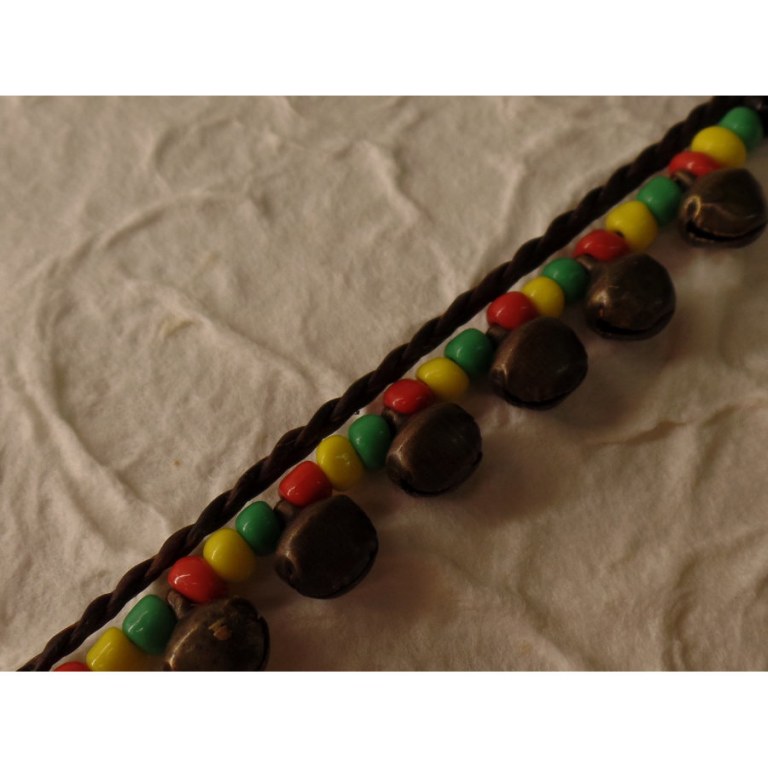 Bracelet de cheville rasta perles et grelots