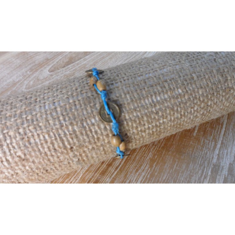 Bracelet bleu ciel sapèques et perles