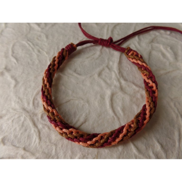 Bracelet tali saumon/marron/bordeaux modèle 2