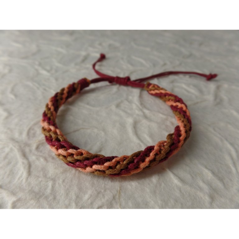 Bracelet tali saumon/marron/bordeaux modèle 2