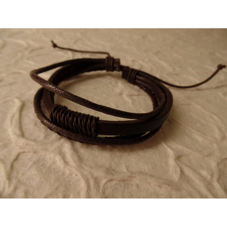 Bracelet multirangs cuir marron