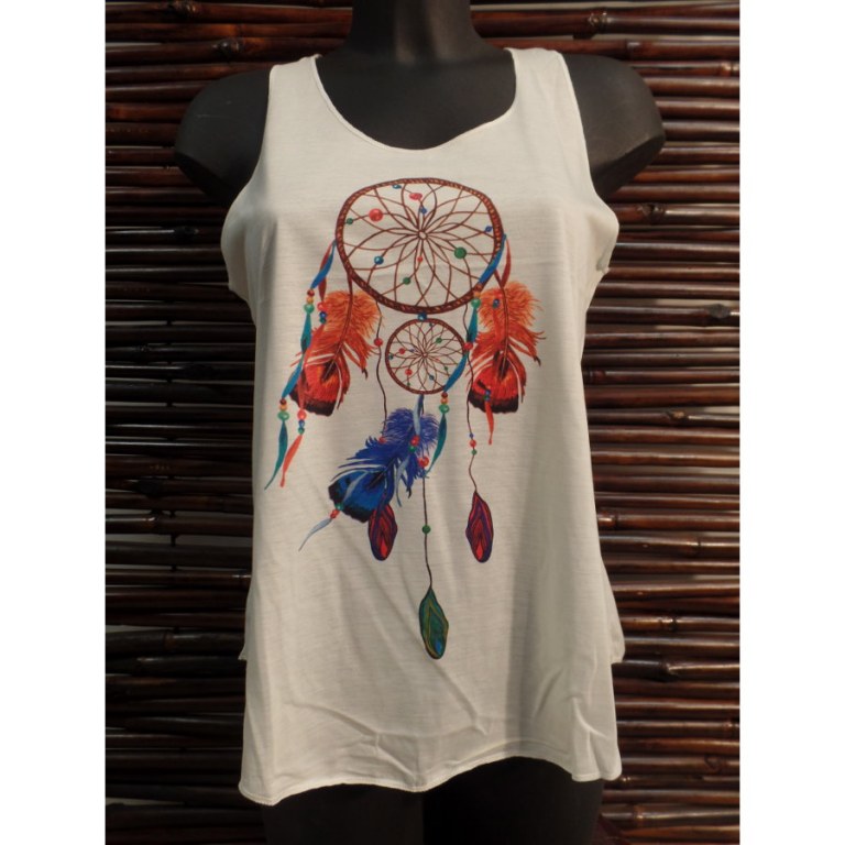 Débardeur dreamcatcher plume rouge et bleue