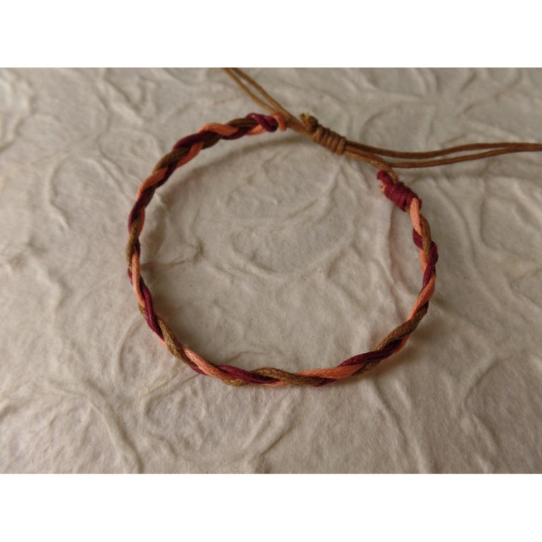 Bracelet tali saumon/marron/bordeaux modèle 5