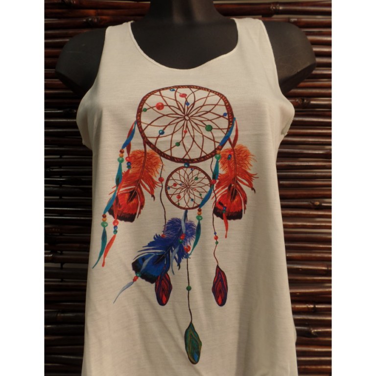 Débardeur dreamcatcher plume rouge et bleue